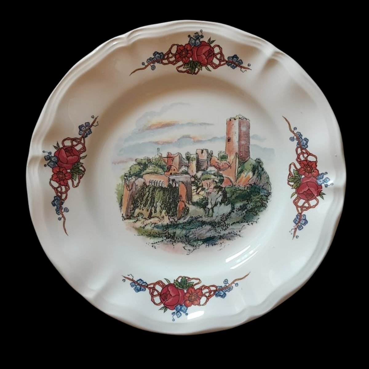 Sarreguemines Obernai France: Brotteller / kleiner Teller - Burg 16,5 cm (9404042019140)