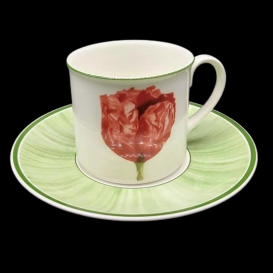 Villeroy & Boch Flora: Kaffeetasse / Tasse mit Unterteller - Coquelicot (7120982442121)
