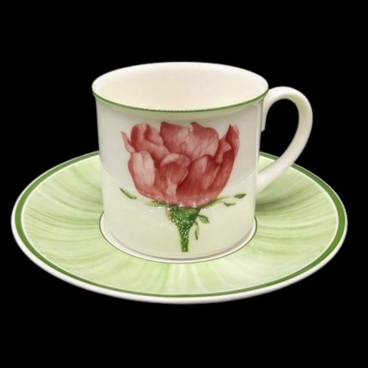 Villeroy & Boch Flora: Kaffeetasse / Tasse mit Unterteller - Eglantine (7120982507657)