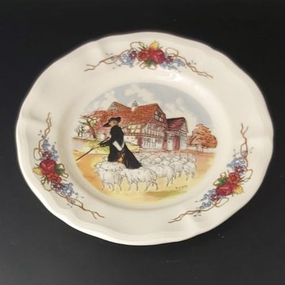 Sarreguemines Obernai France: Kuchenteller / Frühstücksteller - Schäfer - gebraucht (15239165968708)