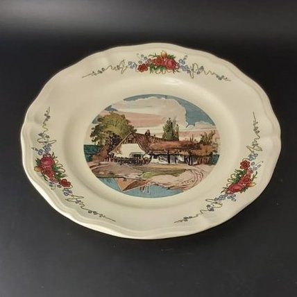 Sarreguemines Obernai France: Speiseteller / flacher Teller - Bauernhaus