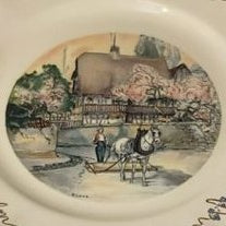 Sarreguemines Obernai France: Speiseteller / flacher Teller - Pflug