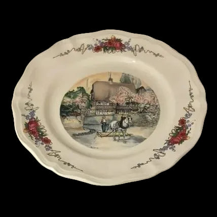 Sarreguemines Obernai France: Speiseteller / flacher Teller - Pflug