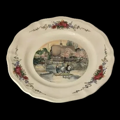 Sarreguemines Obernai France: Speiseteller / flacher Teller - Pflug