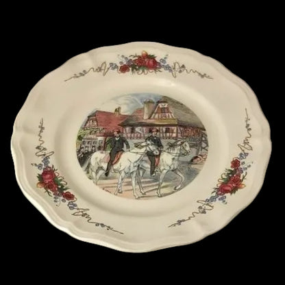 Sarreguemines Obernai France: Speiseteller / flacher Teller - Reiter