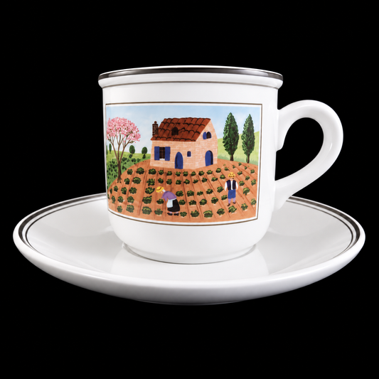 Villeroy & Boch Design Naif: Kaffeetasse / Tasse mit Unterteller - neuwertig