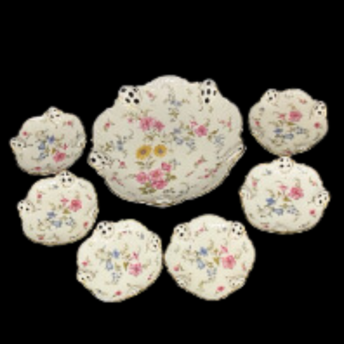 Rosenthal Krombach Moliere Florida: 7teiliges Set mit 6 kleinen Tellern und 1 größeren Teller (8554033185092)