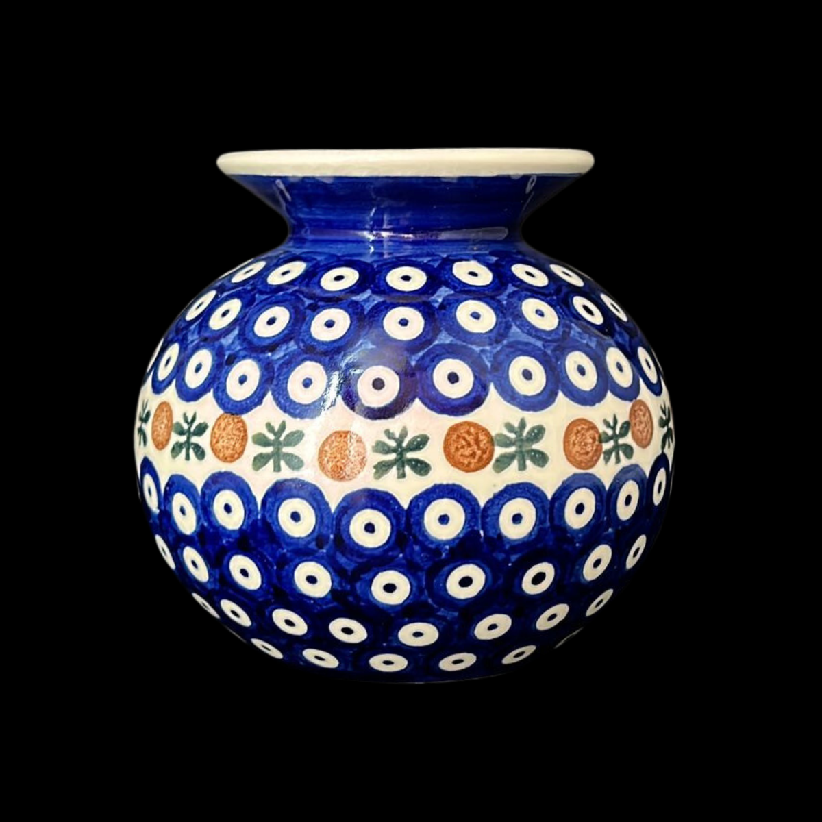 Bunzlau: Blumenvase / Kugelvase / Vase - Kranz (8638235214148)