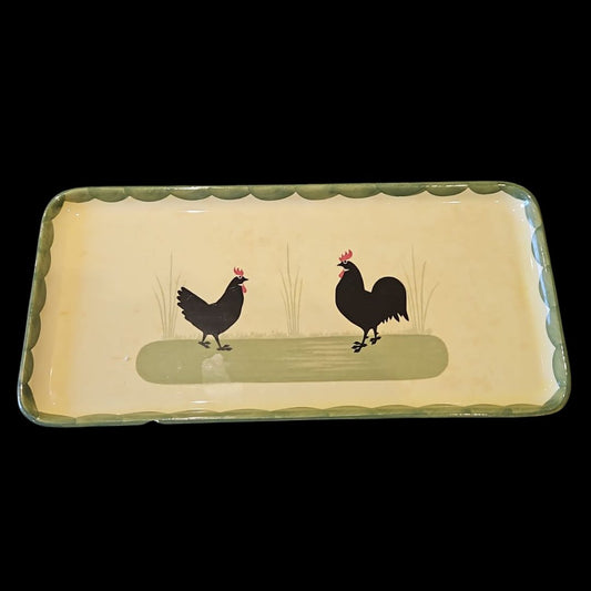 Zeller Keramik Hahn und Henne: Königskuchenplatte / Stollenplatte / Platte (siehe Beschreibung)