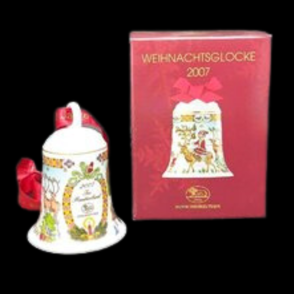 Hutschenreuther Weihnachtsglocke: 2007 Im Rentierland - neu und in OVP (8545211941188)