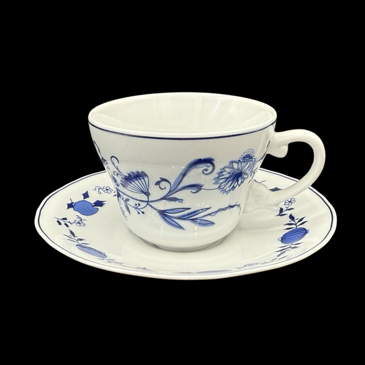 Wellco Design Zwiebelmuster: Kaffeetasse / Tasse mit Unterteller (15113550332228)