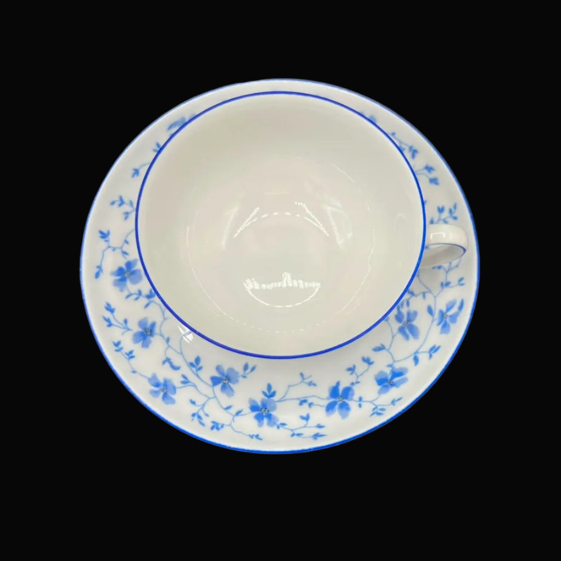 Arzberg Blaublüte: Teetasse niedrig / Tasse mit Unterteller