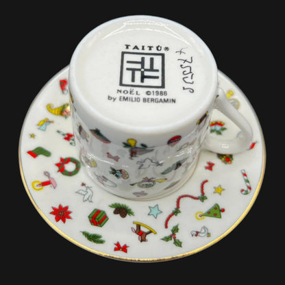 Emilio Bergamin Taitu / Taitù Noël: Mokkatasse / Espressotasse / Tasse mit Unterteller 1986