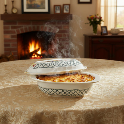 Villeroy & Boch Basket: Auflaufform / Backform / Mikrowellenform mit Deckel, oval - neu