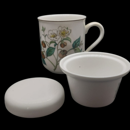 Villeroy & Boch Botanica: Henkelbecher / Kaffeebechemit Sieb & Deckel - neu (8583186809156)