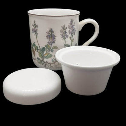 Villeroy & Boch Botanica: Henkelbecher / Kaffeebecher mit Sieb & Deckel - neu (Veronica) (8583190446404)