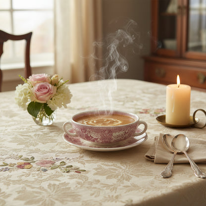 Villeroy & Boch Burgenland rot: Suppentasse mit Unterteller (senkrechte Griffe)