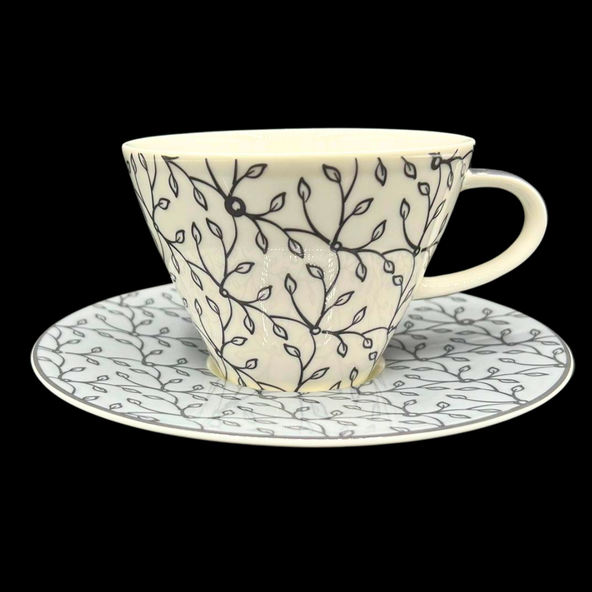 Villeroy & Boch Caffé Club Floral: Cappuchinotasse / Frühstückstasse mit Ut - grau (8822142140740)