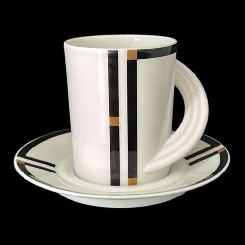 Rosenthal Cupola Nera: Kaffeetasse / Tasse mit Unterteller (8585924673860)