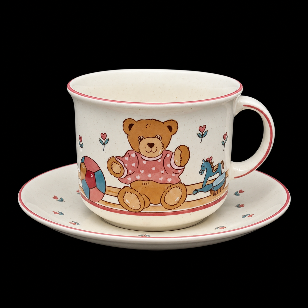 Pfalzkeramik Bärenliebe: Kaffeetasse / Tasse mit Unterteller