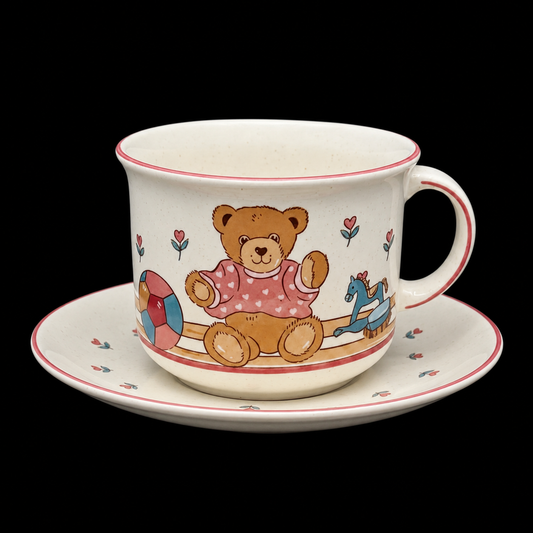 Pfalzkeramik Bärenliebe: Kaffeetasse / Tasse mit Unterteller