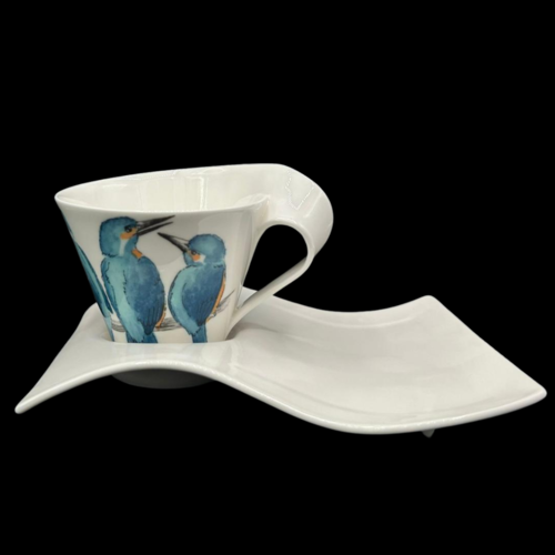 Villeroy & Boch New Wave: Jumbotasse / große Tasse Caffe mit Partyplate - Eisvogel (8817226744132)