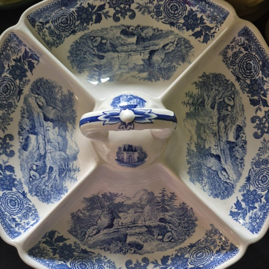 Villeroy & Boch Burgenland Blau: Griffschale mit Einteilungen / Kabarett