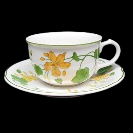 Villeroy & Boch Geranium: Jumbotasse / Frühstückstasse XXL mit Unterteller (7120882204809)