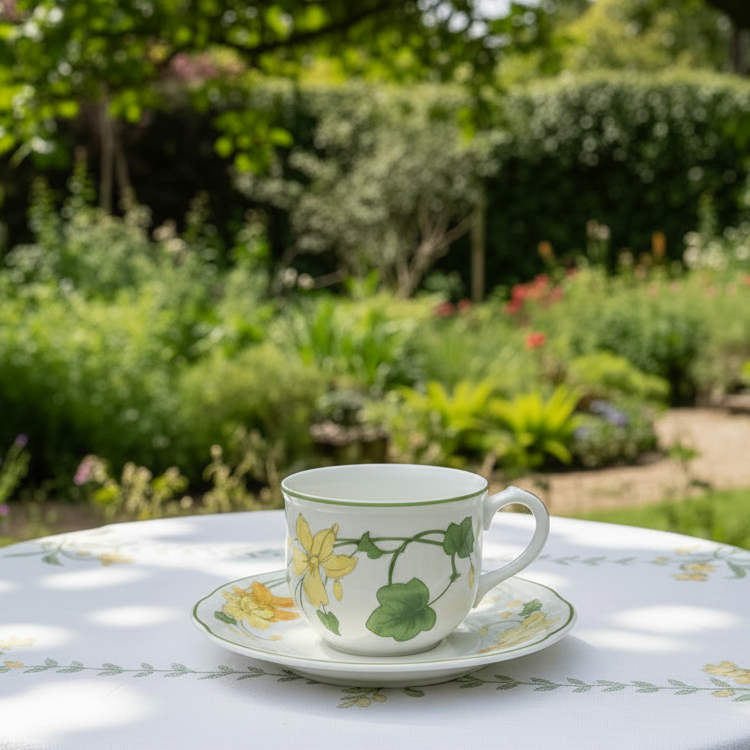 Villeroy & Boch Geranium: Kaffeetasse / Tasse mit Unterteller