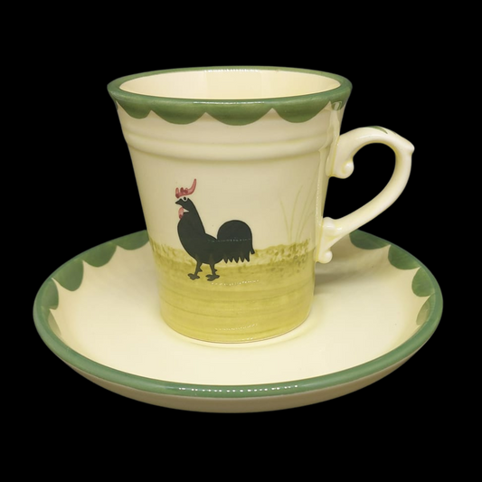 Zeller Keramik Hahn und Henne: Kaffeetasse / Tasse mit Unterteller - 8,5 cm (7120902586505)