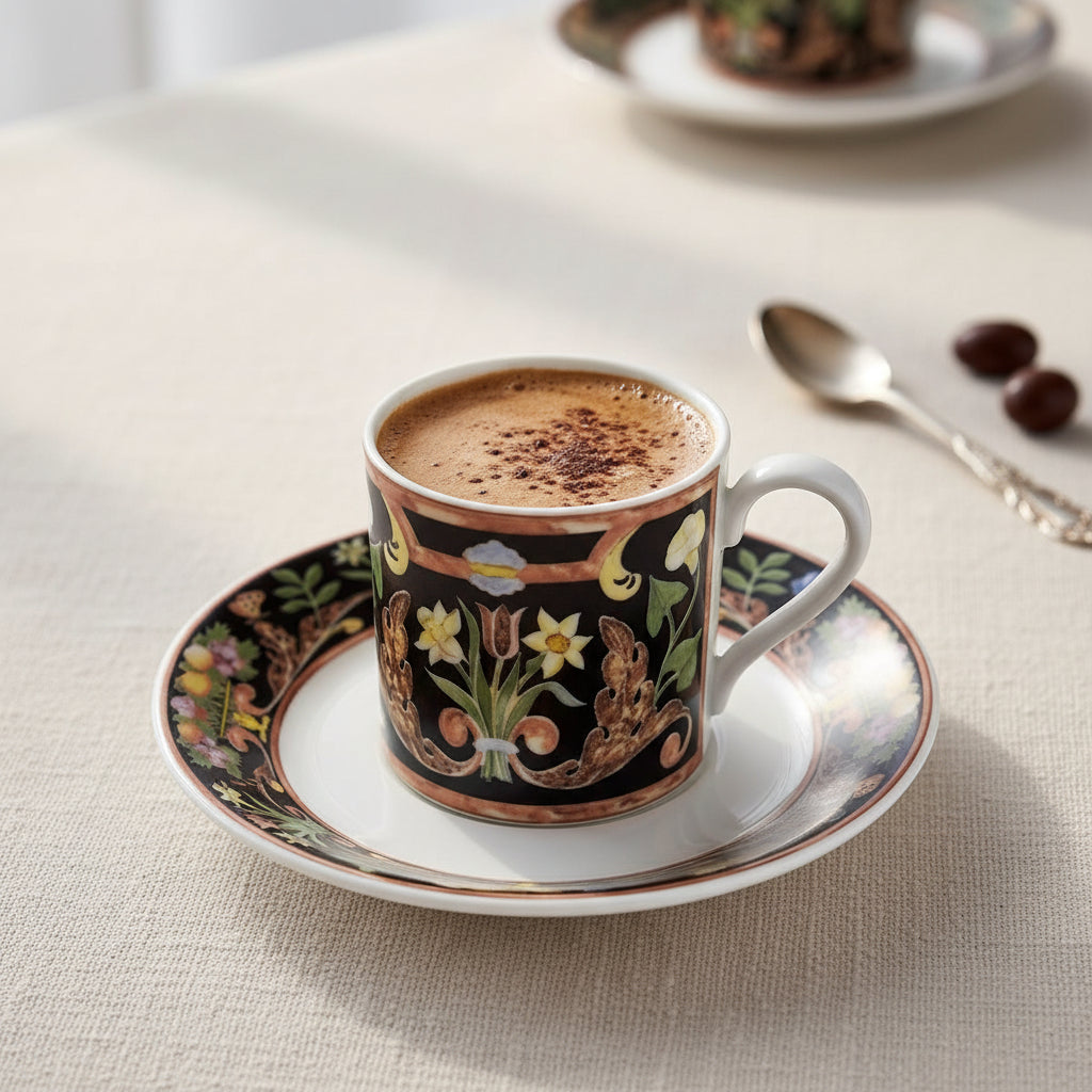 Villeroy & Boch Gallo Intarsia: Mokkatasse / Espressotasse mit Unterteller (5 x 5)