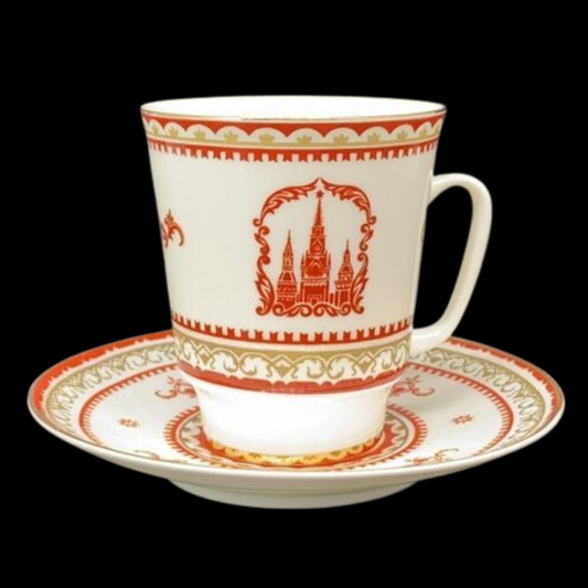 Lomonosov: Kaffeetasse / Tasse mit Unterteller (8518319866180)
