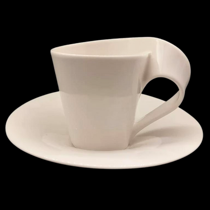 Villeroy & Boch New Wave: Kaffeetasse / Tasse mit Unterteller - weiß (7121117905033)