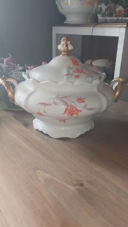 Rosenthal Pompadour rote Tulpe: Suppenterrine / Terrine mit Deckel