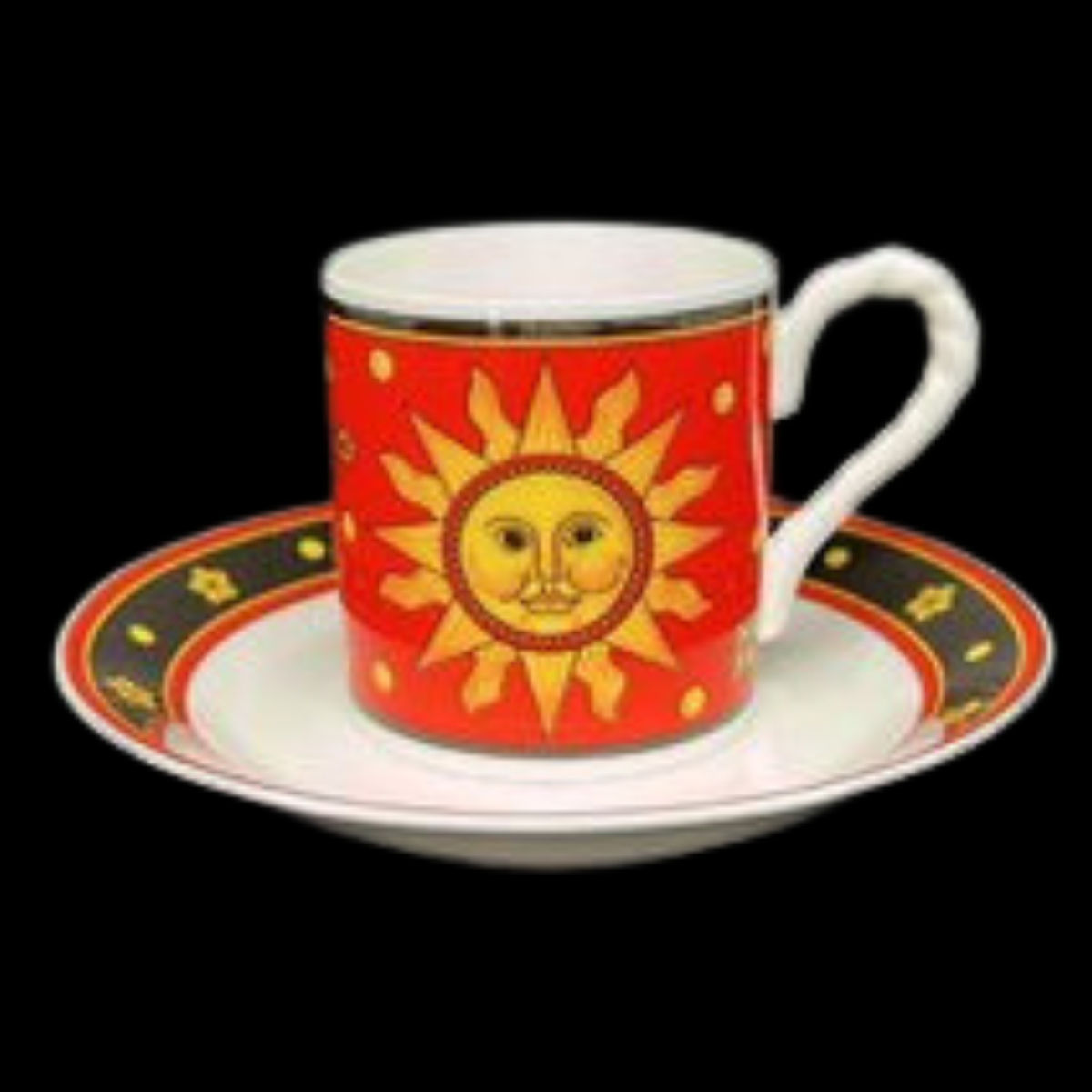 Villeroy & Boch Sun, Moon and Stars: Mokkatasse / Tasse mit Unterteller rot - neu (8529370841412)