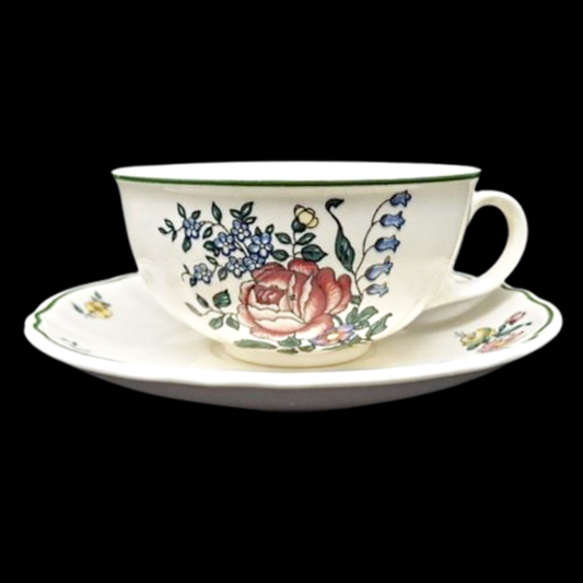 Villeroy & Boch Alt Strassburg: Teetasse / Tasse niedrig mit Unterteller Rose (gebr) Villeroy & Boch (7120904552585)