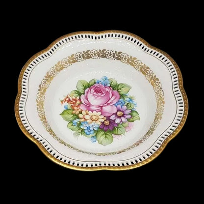 Bavaria Schumann: Schüssel mit Goldrand, Durchbruchporzellan - ca 24 cm Bavaria Porzellan (7121052369033)