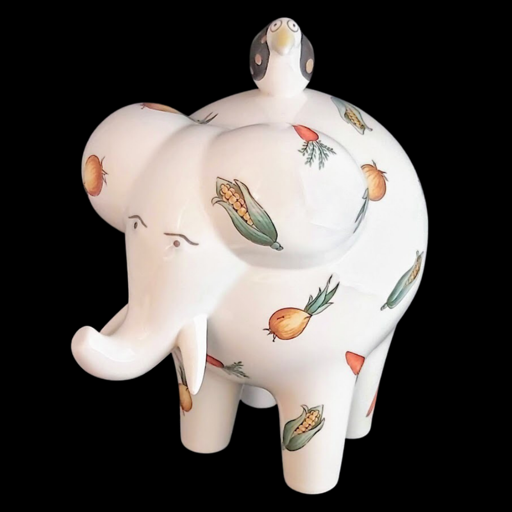 Villeroy & Boch A la ferme / Animal Park: Elefant, groß, mit Vogel - Jumbo Villeroy & Boch (7120948527241)