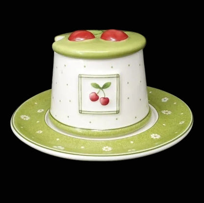 Villeroy & Boch Farmers Spring: Marmeladedose / Geleedose mit Unterteller - neu Villeroy & Boch (7121071964297)