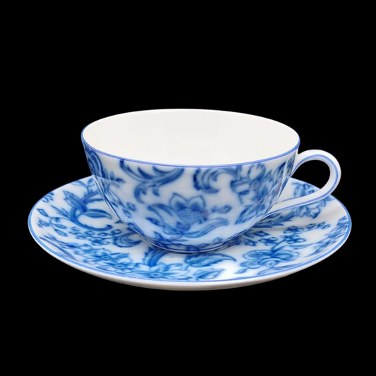 Hutschenreuther Hohenberg Olivia blau: Teetasse / Tasse mit Unterteller Hutschenreuther (7120778559625)