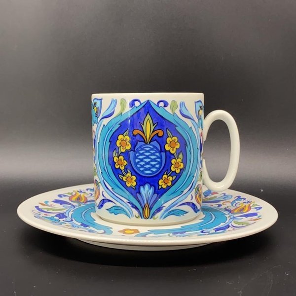 Villeroy & Boch Izmir 1973 (alt): Henkelbecher / Kaffeebecher mit Unterteller Villeroy & Boch (7121062494345)