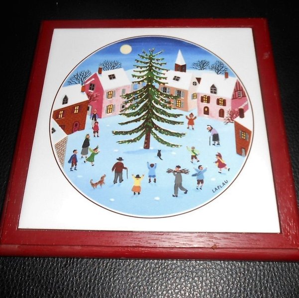 Villeroy & Boch Naif Christmas: Untersetzer / Fliese mit Holzumrandung Porzellanladen.online (7120739336329)