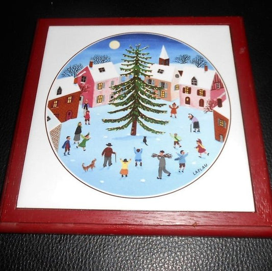 Villeroy & Boch Naif Christmas: Untersetzer / Fliese mit Holzumrandung Porzellanladen.online (7120739336329)