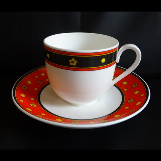 Villeroy & Boch Sun, Moon and Stars: Kaffeetasse / Tasse mit Unterteller, rot Villeroy & Boch (7120882827401)