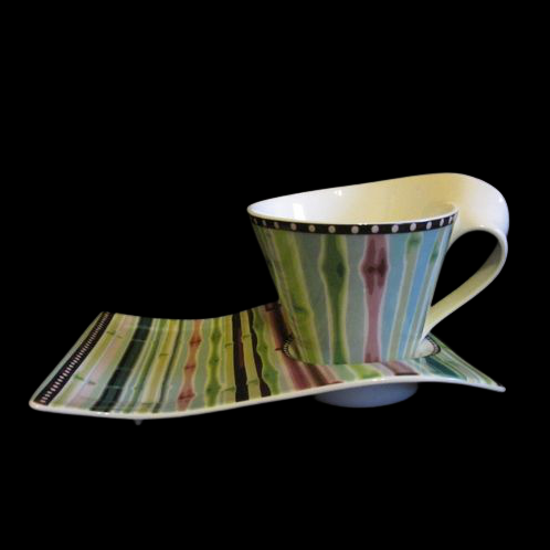 Villeroy & Boch New Wave Bambu: Cappuccinotasse mit Unterteller / Partyplate Villeroy & Boch (7120886890633)