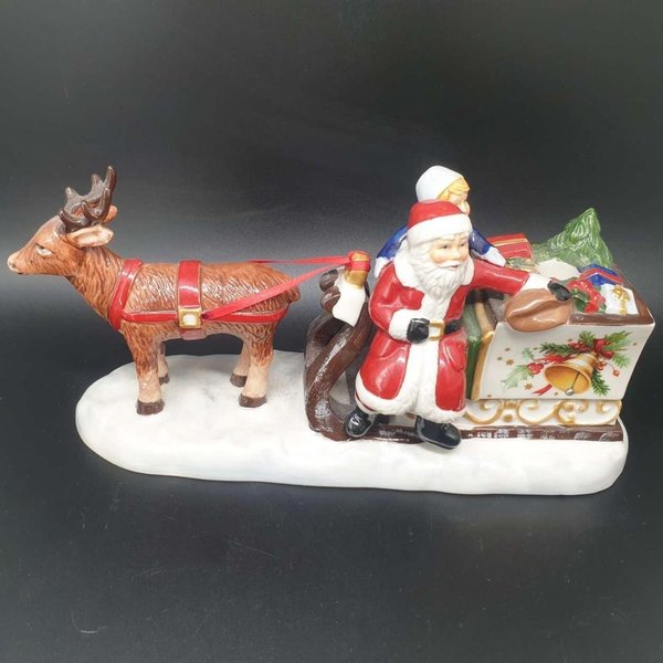 Villeroy & Boch Nostalgic Christmas Market: Weihnachtsmann mit Schlitten u. Kind - neu Villeroy & Boch (7121064624265)