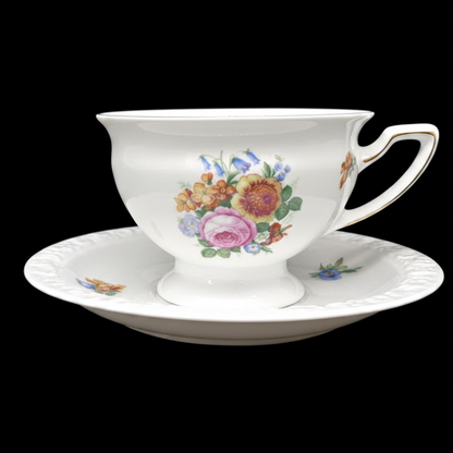 Rosenthal Classic Maria Weiß Sommerstrauß: Teetasse / Tasse mit Unterteller Rosenthal (7120994828425)