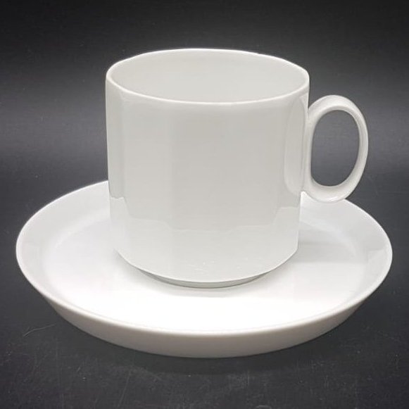 Rosenthal Polygon Weiß: Kaffeetasse / Tasse mit Unterteller Rosenthal (7120991060105)