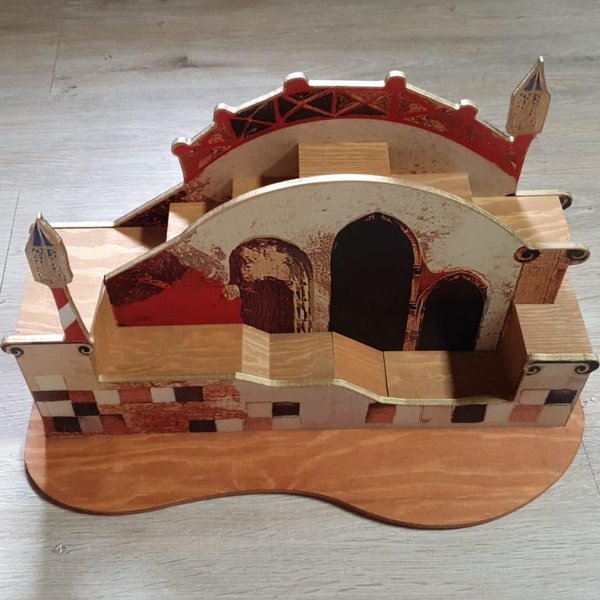 Goebel Rosina Wachtmeister: Katzenhaus aus Holz Ponte Veneciano  - ca 41 cm lang Goebel (7121071276169)