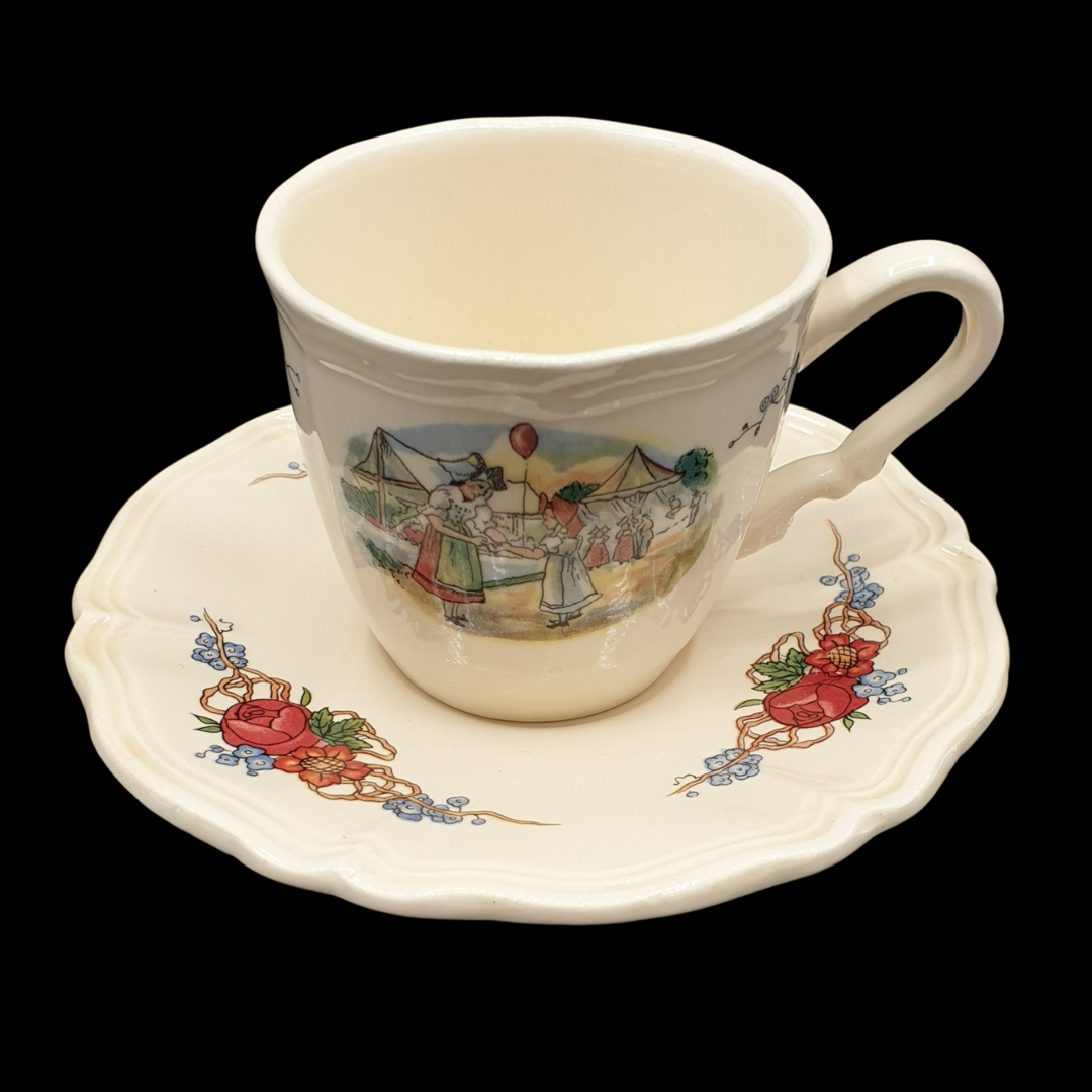 Sarreguemines Obernai France: Mokkatasse / Espressotasse mit Unterteller - Luftballon Obernai (7120713482377)